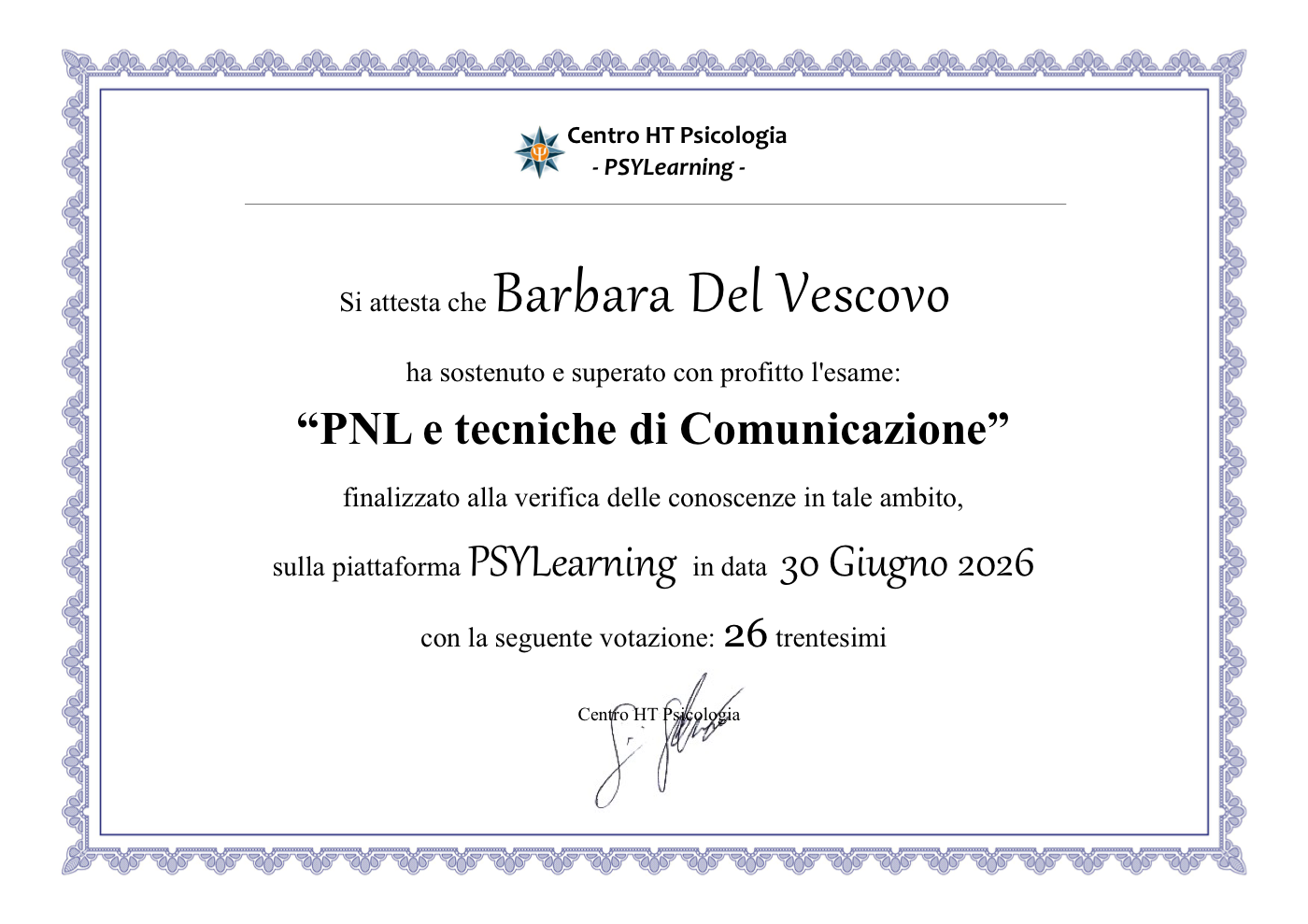 Attestato PNL e Comunicazione