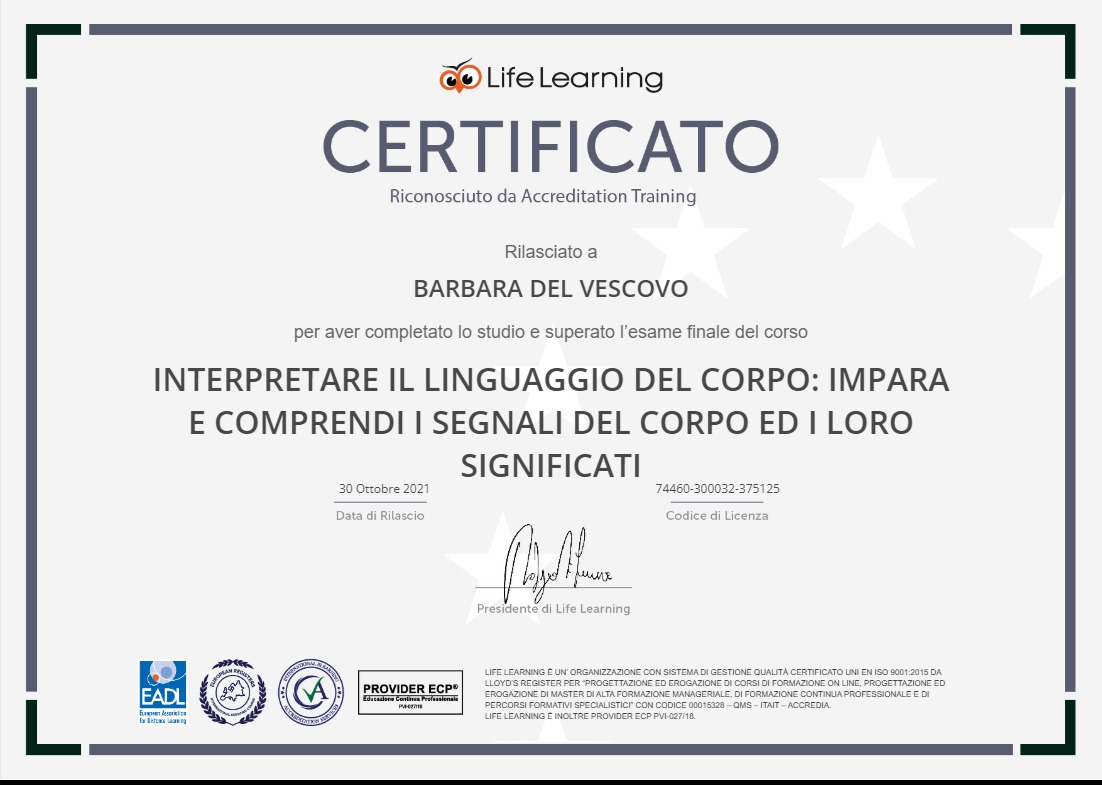 Certificato: Interpretare il linguaggio del corpo