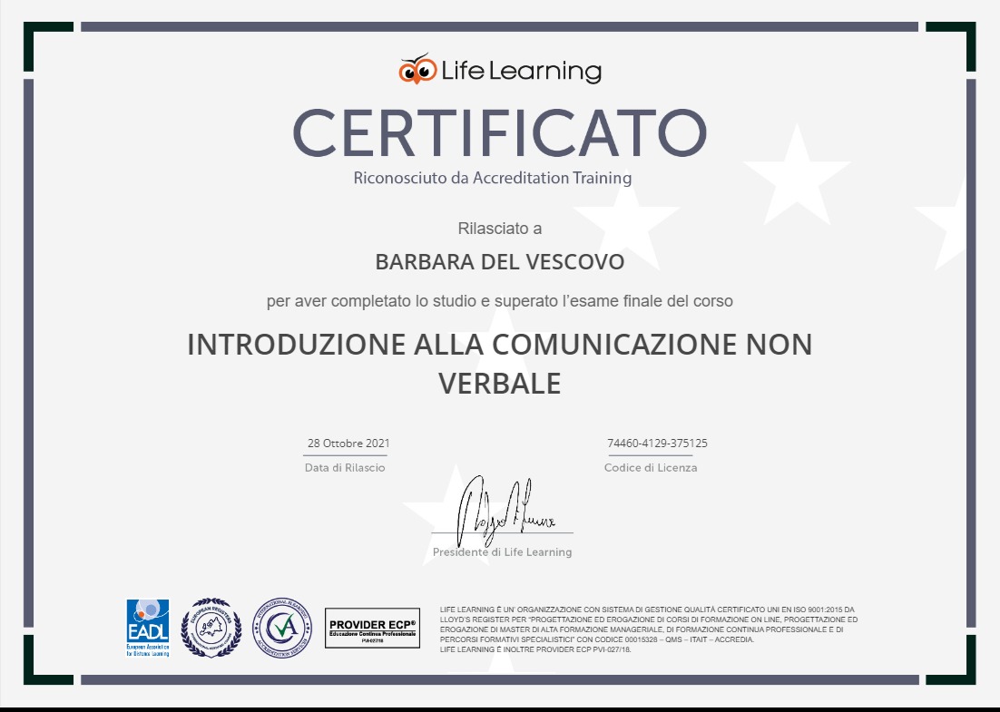 Certificato: Introduzione alla comunicazione non verbale