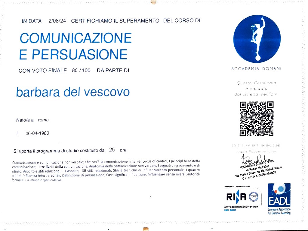 Attestato: Comunicazione e persuasione