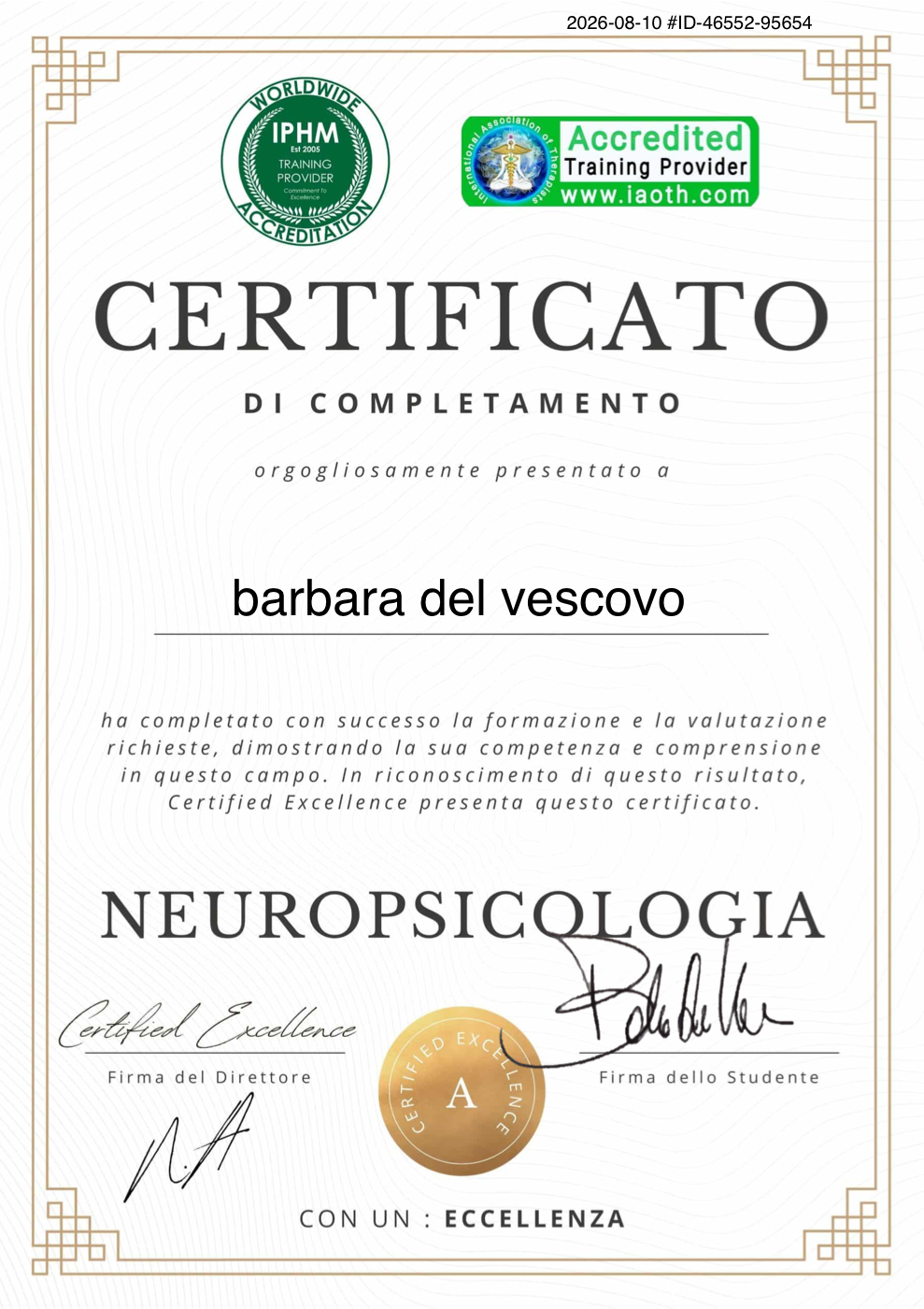 Attestato di neuropsicologia